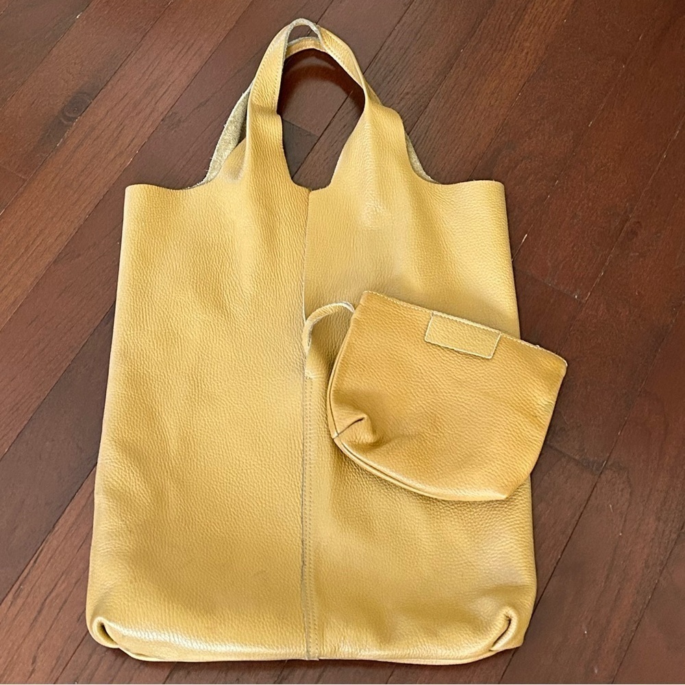 Brown Handmade Soft Leather Tote Bag with a baby bag - Picture 3 of 16
